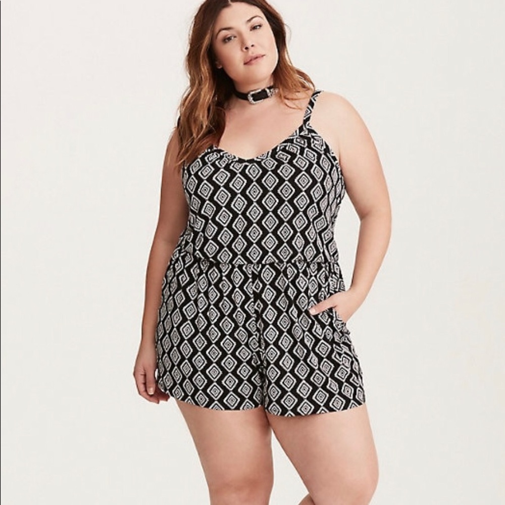 Torrid Medallion Print Jersey Knit Romper - Picture 2 of 6